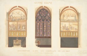 1843年、パリのノートルダム大聖堂の身廊にあるチャペルの改修計画。 作： Eugène Viollet le Duc