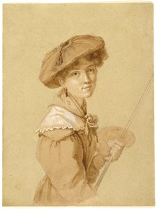 自画像、1820-29年（紙に鉛筆、セピア、ガッシュ） 作： Eugénie Tripier Lefranc