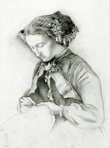 彼女の髪にジギタリスとエフィーの肖像（ジギタリス）1853 作： Euphemia Ruskin