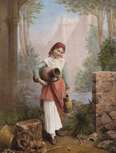 水を集めるイタリア人の女の子（カラー写真） 作： European Photographer