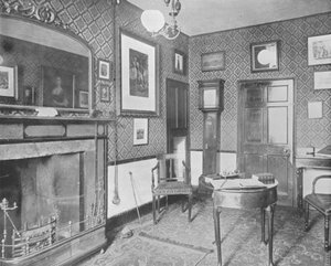 英国ストラットフォード・オン・エイボンのレッド・ホース・ホテルのワシントン・アーヴィングの部屋（モノクロ写真