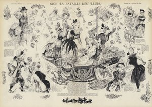 毎年恒例の「花の戦い」（フランス・ニース）（リトグラフ 作： European School