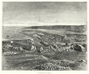 古代エジプトの都市タニスの考古学的発掘調査（リトグラフ 作： European School