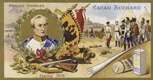 オーストリアのチャールズ大公とオーストリアのアスペルンエスリングの戦い、1809年 作： European School