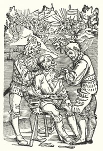 矢を取り除く理容師の外科医（彫刻） 作： European School
