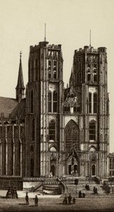 Bruxelles/Brussels: Church of Saints Michael and Gudule (litho) 作： European School