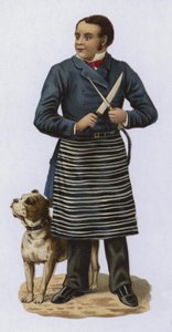 肉屋、研ぐナイフ、犬と一緒に 作： European School