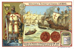 Baldwin IXによるコンスタンティノープルの捕獲、フランダース伯、1204年 作： European School