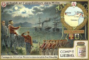 1860年8月19〜20日の夜のメッシーナ海峡の横断 作： European School