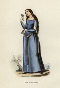 Dame Du XIIIme Siecle（カラー・エングレービング 作： European School