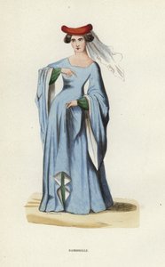 ダモワゼル（彩色済み彫刻 作： European School