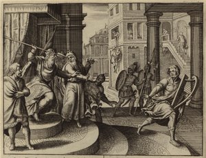サウルが彼を殺そうとした後、逃げるダビデ（彫刻） 作： European School