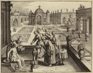 バトシェバの入浴を見守るデビッド（彫刻） 作： European School