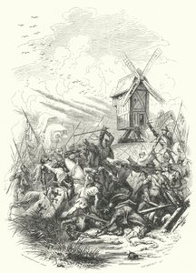 クレシーの戦いでのボヘミアのヨハネの死、1346年 作： European School