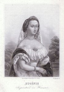 フランスのナポレオン1世の妃、ウジェニー皇后（エングレービング 作： European School