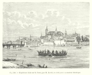 1839年にM.ヤコビがニューア号で行った電気モーターの使用経験（彫刻 作： European School