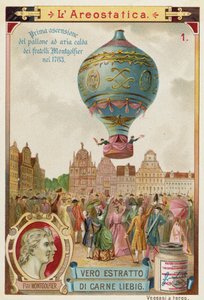モンゴルフィエ兄弟の熱気球、1783年の最初の非拘束飛行 作： European School