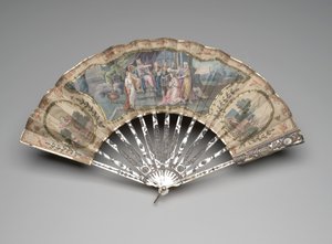 旧約聖書を題材にした扇子（ソロモン以前のアドニヤか）1770年代頃（ミクストメディア 作： European School