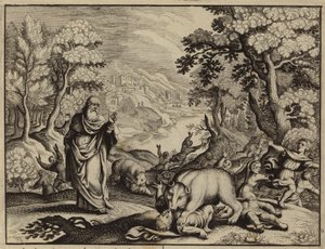 エリシャを虐待した罰として熊に襲われた 42 人の少年 (彫刻) 作： European School