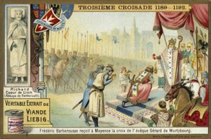 フレデリックバルバロッサは、ドイツのマインツ、ヴュルツブルクの司教、第1十字軍、1188年から十字架を取得 作： European School