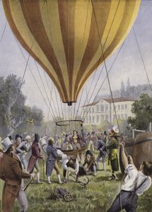 ゲイ＝リュサックのパリからの気球上昇（1804年9月9日）（カラーリトグラフ 作： European School