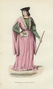 ルイ12世の宮廷の紳士」（彩色済みエングレービング 作： European School