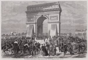 普仏戦争で勝利を収め、パリの凱旋門に立つドイツ兵（1871年3月2日）（彫刻作品 作： European School