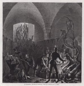 ティオンヴィル大聖堂のワインセラーで食事をするドイツ兵（普仏戦争、フランス 作： European School