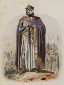 第一回十字軍のフランク人指導者であり、エルサレム王国の初代統治者であるゴッドフリー・オブ・ブイヨン（彩色彫刻 作： European School