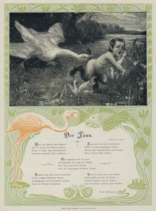 ファウヌスを追いかけるガチョウ（彩色済み彫刻 作： European School