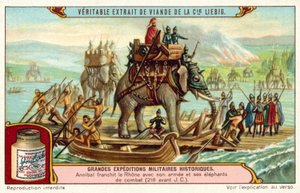 軍隊と象を率いてローヌ川を渡るハンニバル（紀元前218年）（クロモリト 作： European School