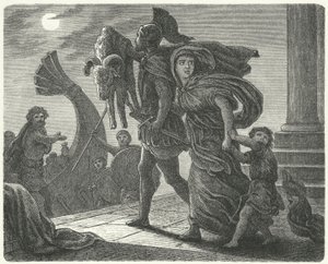 アルゴ号でメデアと黄金の羊毛を持ってコルキスから逃げるジェイソン (彫刻) 作： European School