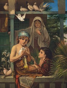 少年時代のイエス・キリストと洗礼者ヨハネ、そして聖母マリア（彩色済み彫刻 作： European School