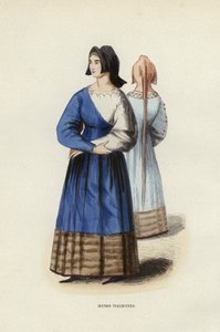 イタリアの若い女性たち（彩色済みエングレービング