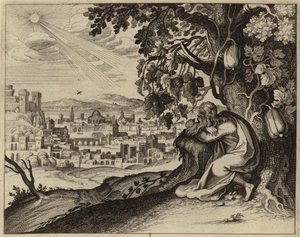 つるの木陰で太陽から身を守るヨナ（彫刻） 作： European School