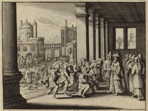 ヨセフ、エジプトの大宰相として、彼の異母兄弟がスパイであると非難する (彫刻) 作： European School
