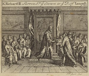 1399年、リチャード2世がイギリスの王冠をランカスター公ヘンリーボーリングブロークに降伏 作： European School