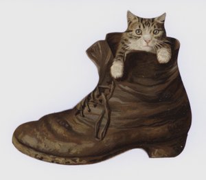 ブーツを履いた子猫（カラーリトグラフ