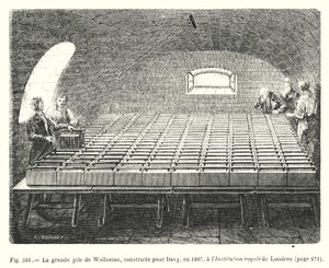 1807年にダヴィのために作られたロンドンの王立研究所にあるウォラストンの大杭(彫刻) 作： European School