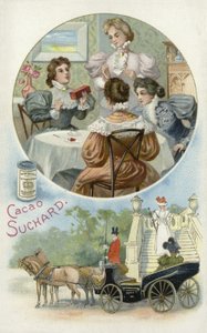 スチャードココアを楽しむ女性 作： European School
