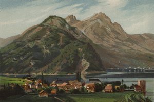 ルツェルン湖シュタンスタッド（カラーリトグラフ 作： European School