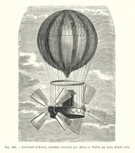 1785年8月、アルバンとヴァレが製作したエアロスタット「コント・ダルトワ号」(彫刻) 作： European School