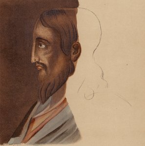 イエス・キリストの肖像：ローマの地下墓地から採取されたモザイク画より（クロモリト） 作： European School