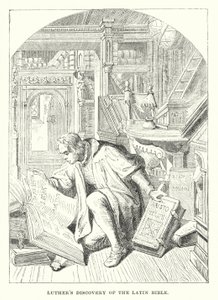 ルターが発見したラテン語の聖書（版画 作： European School