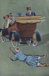 運転手付きの車に轢かれた男性（カラーリトグラフ） 作： European School