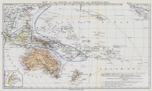 オセアニアおよびオーストラレーシアの人種地図（カラーリトグラフ） 作： European School