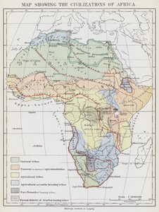 アフリカの文明を示す地図（カラーリトグラフ） 作： European School