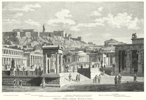 古代ギリシャ、アテネの市場（リトグラフ 作： European School