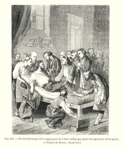 モートンはボストンの病院で外科手術のための硫酸エーテルの最初の適用をします 作： European School