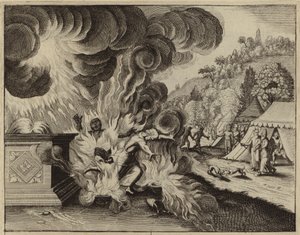 ナダブとアビフは神の律法に従わなかったために火事で焼き尽くされた（彫刻） 作： European School